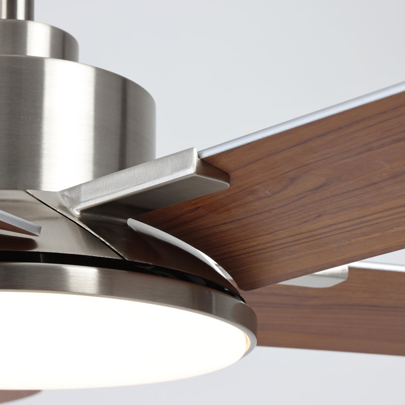 Ventilateurs de plafond modernes de 44 pouces avec lumières et télécommande nickel, Nickel, 44 po de largeur