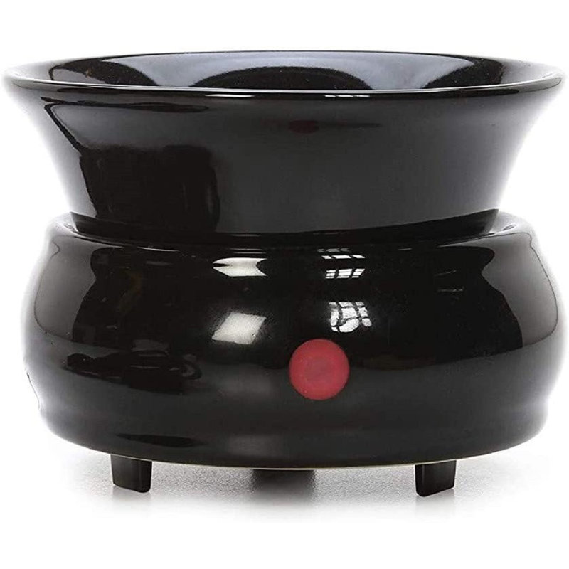 Réchaud électrique en céramique noire Hosley pour pot de parfum liquide Idéal pour le spa et l'aromathérapie. Utiliser des huiles essentielles et des huiles parfumées Wax Melts Cubes