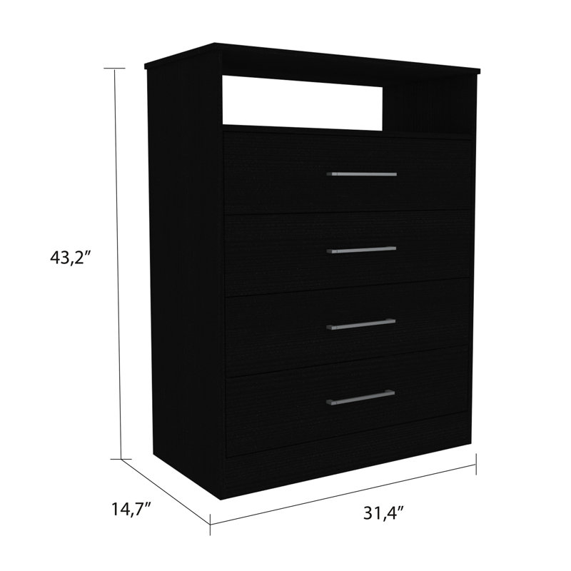 Commode 4 tiroirs Cassville Wengue noir