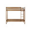 Lit superposé simple au-dessus de simple avec tête et pied de lit rembourrés Boucle, échelle, garde-corps de sécurité, lit superposé en bois d'hévéa, naturel