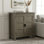 Armoire de rangement basse en bois massif avec tablettes réglables Burlington