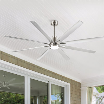 Ventilateur de plafond intelligent 72 po avec pales argentées au fini nickel brossé Smart
