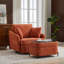 Chaise pivotante rembourrée avec repose-pieds avec rangement-101644161