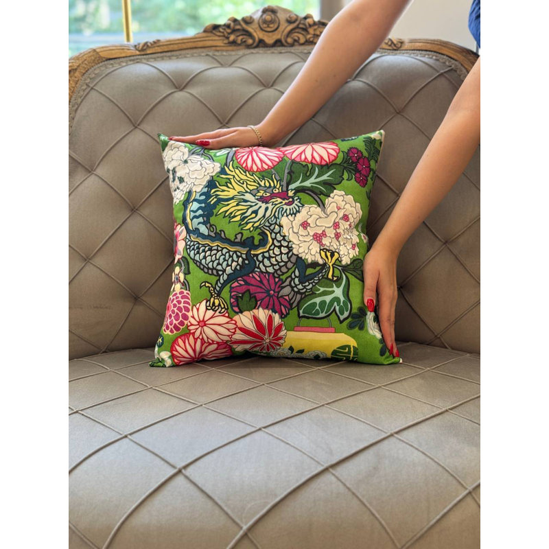 Turkish Fine Silk Style Pillow in Light Pink/Beige/Black/Yellow, White/Red/Olive, 16" H x 16" W