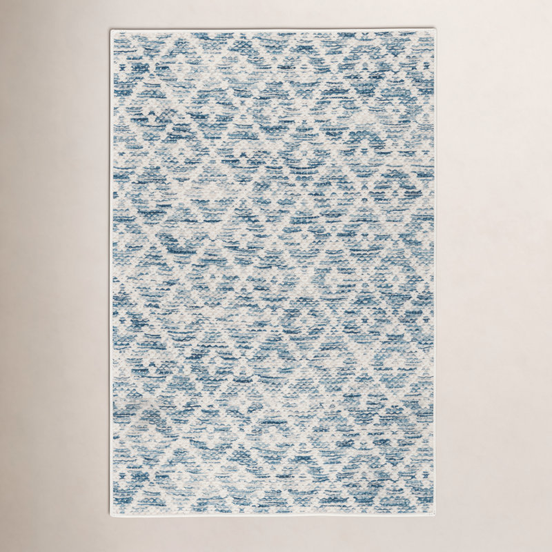 Tapis bleu lavable Melange, Rectangle 8 pi 6 po x 11 pi 6 po