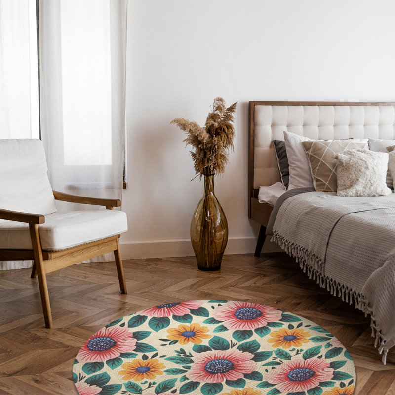 Tapis tressé Blossom Wave, Rond 5 pi