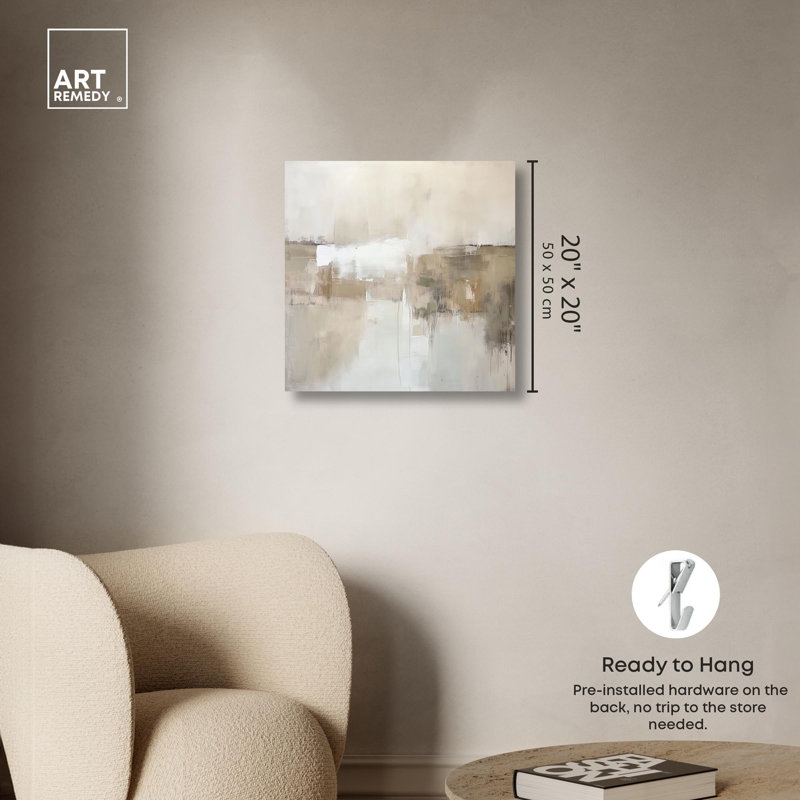 «Windswept Reverie I», toile minimaliste abstraite par Art Remedy, Toile tendue, H 20 po x l 20 po x P 1,5 po
