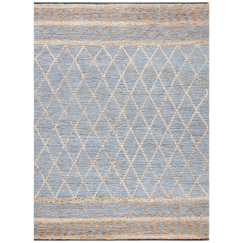 Tapis naturel / bleu tissé à la main Phippsburg, Rectangle 8 pi x 10 pi
