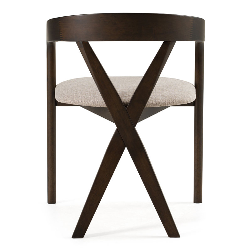 Greco Solid Wood Frame Dining Armchair, Light Gray/Wenge