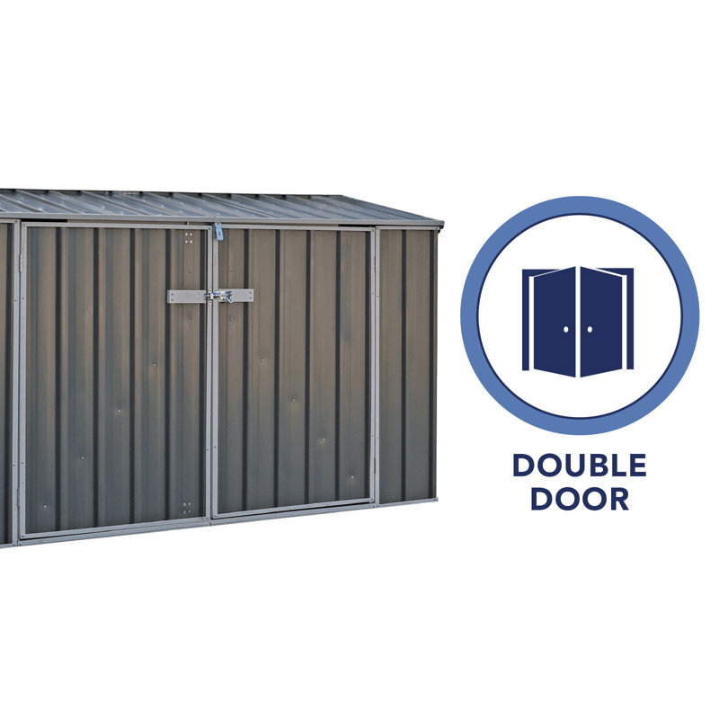Absco 7.5 x 2.5 ft Gray Metal Bike Shed Kit