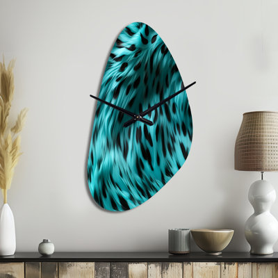 Turquoise et noir - horloge murale abstraite de forme irrégulière, horloge murale asymétrique