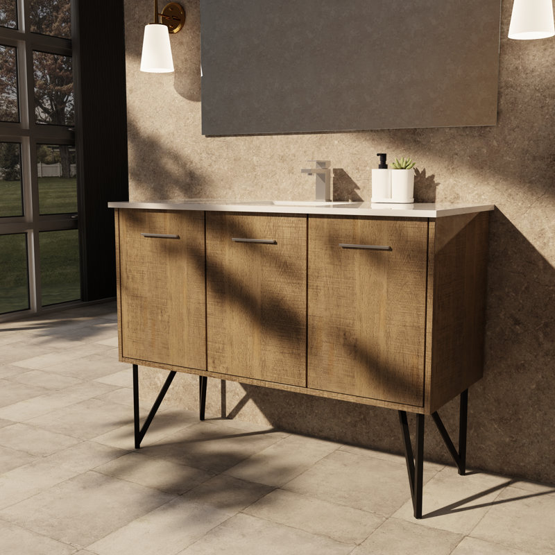 Meuble-lavabo simple l 48 po x P 20 po Lancy , Quartz blanc