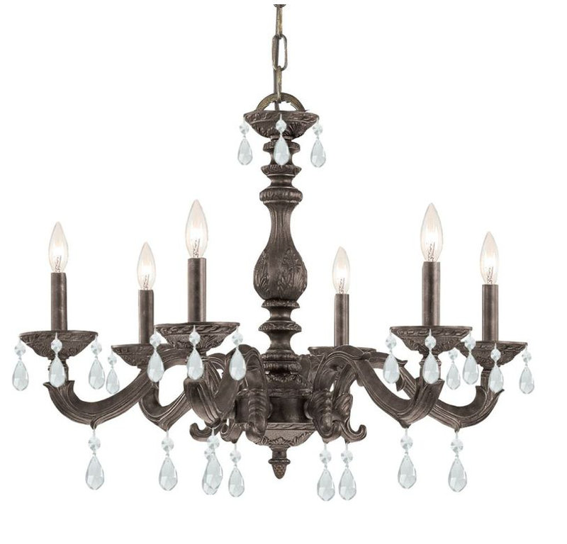 Abagail 6 - Light Classic / Traditional Chandelier, Hand Polished, Antique White