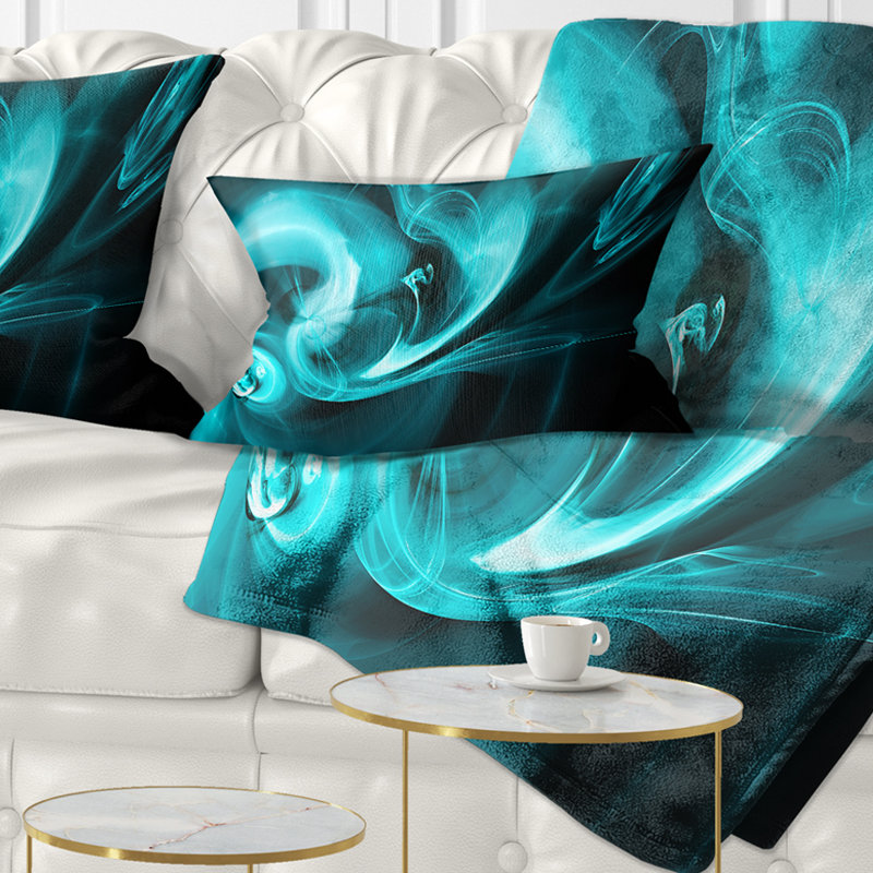  Coussin lombaire abstrait fumé, Bleu sarcelle