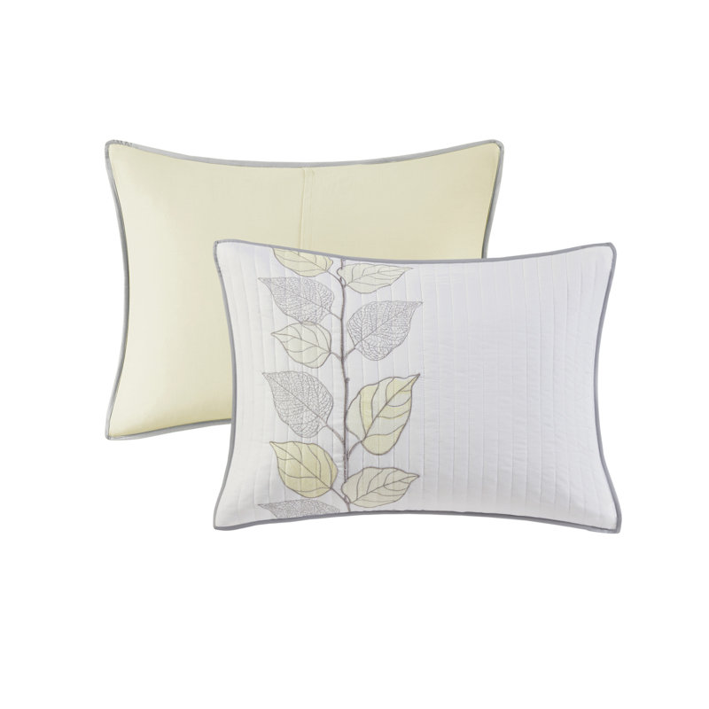 Yellow Reversible Embroidered Microfiber Full Quilt Set