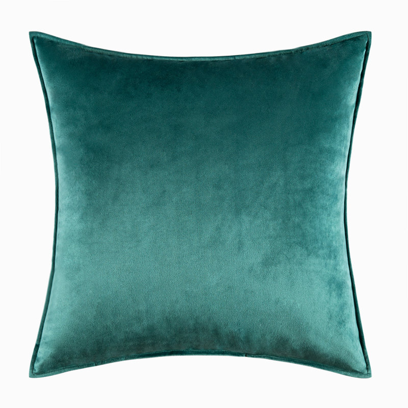 Square Velvet Pillow Cover & Insert, Teal, 20"H x 20"W