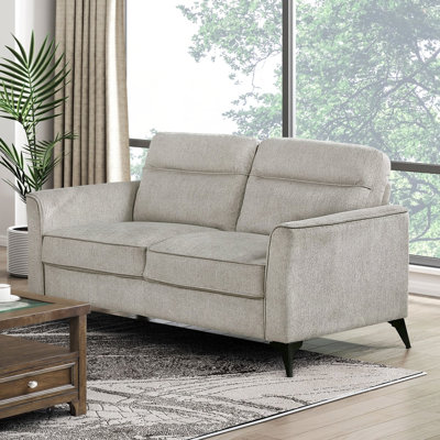 Causeuse de salon moderne en microfibre brun clair avec revêtement confortable en microfibre et pieds en métal noir, mobilier contemporain 1pc