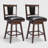 Desouza Transitional Faux Leather 26"H Swivel Counter Stool With Solid Wood Legs