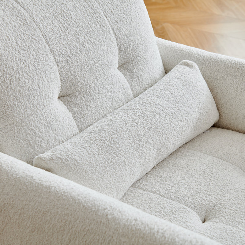 33.86'' Luxe Velvet Single Sofa With Toss Pillow, Solid Wood Frame 2-arm Chair Sofa For Bedroom, Office And Living Room