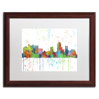 New Brunswick NJ Skyline ' Matted Framed Graphic Art -  Trademark Fine Art, MW0236-W1114MF