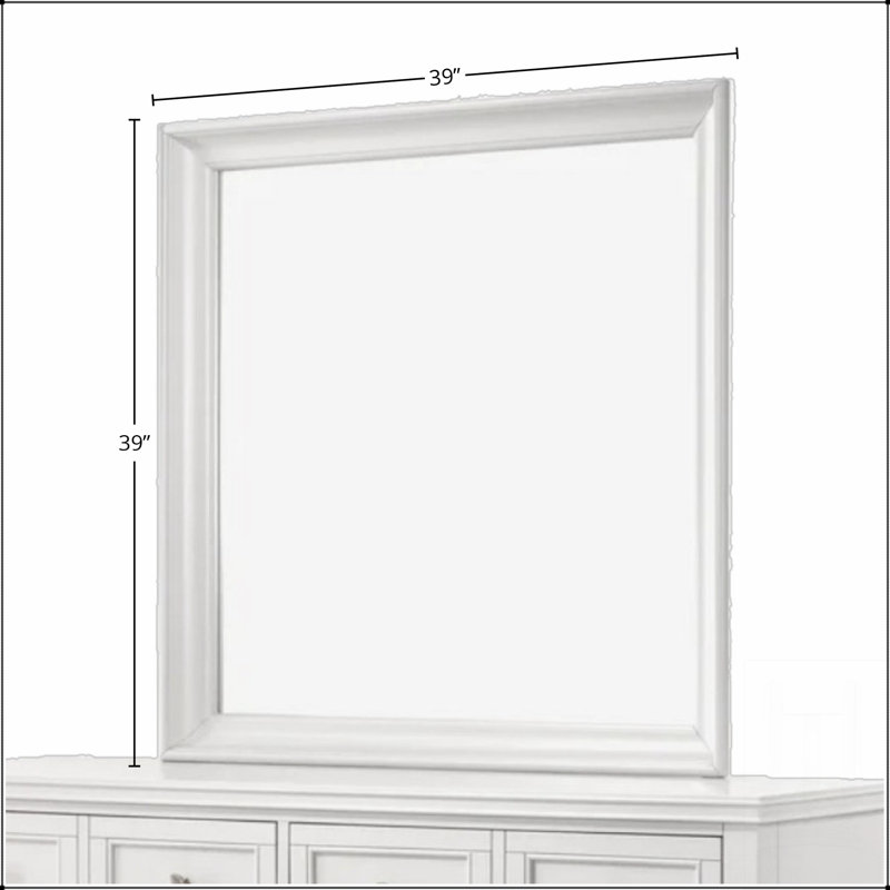 Élégant miroir carré blanc avec verre biseauté et cadre en peuplier durable, pour rehausser l'esthétique et la fonctionnalité de n'importe quelle pièce.