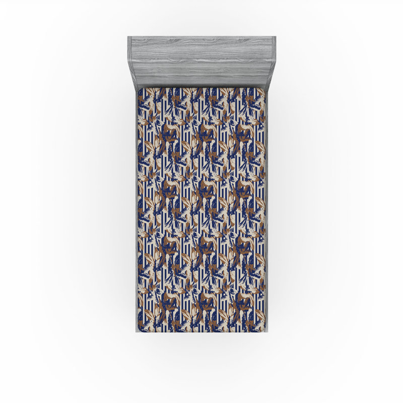 Drap-housse à motif de feuilles Ambesonne, Drap-housse de taille simple