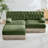 76.6" Velvet Upholstered Chesterfield Sectional Sofa with Tassel Fringe Skirt and a Movable Ottoman-1715600284-1715600285