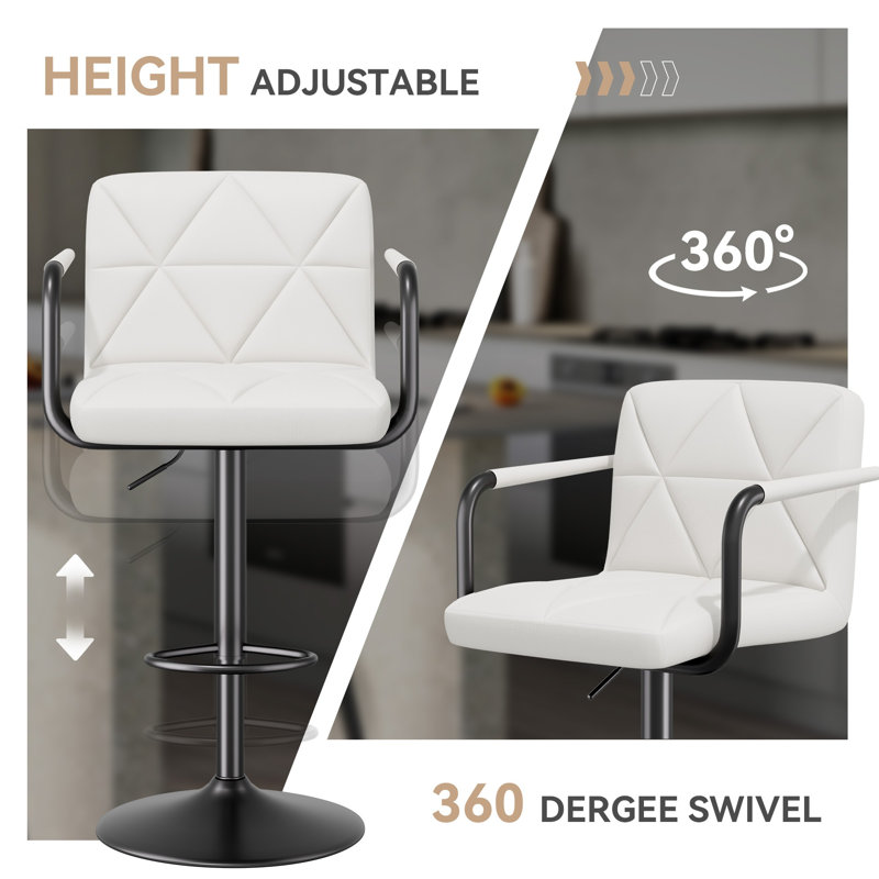 Swivel Adjustable Height Counter Stool with Metal Frame, White