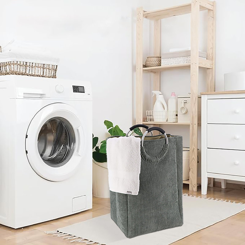 Panier à linge en velours côtelé 55L, Vert