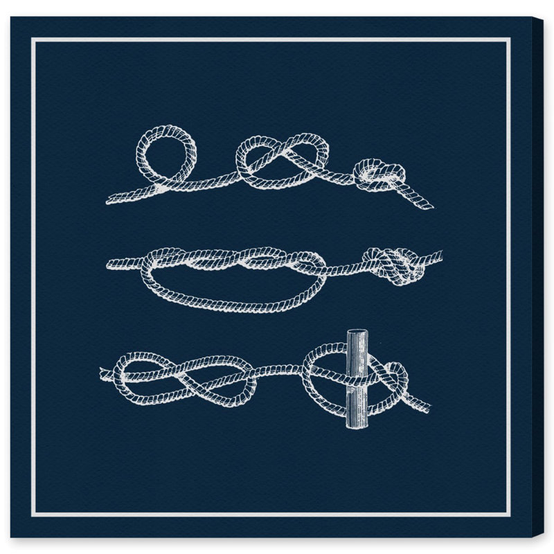 Nautic Knots B - Reproduction d'art graphique sur toile tendue, H 43 po x l 43 po, Toile tendue