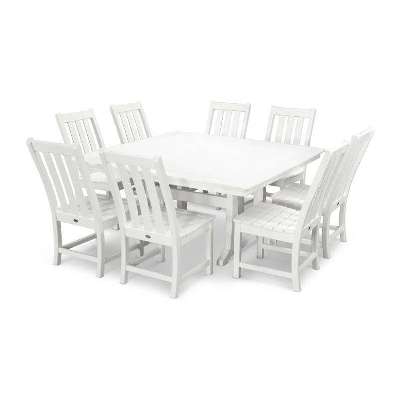 POLYWOOD Vineyard 9-Piece Dining Set, White