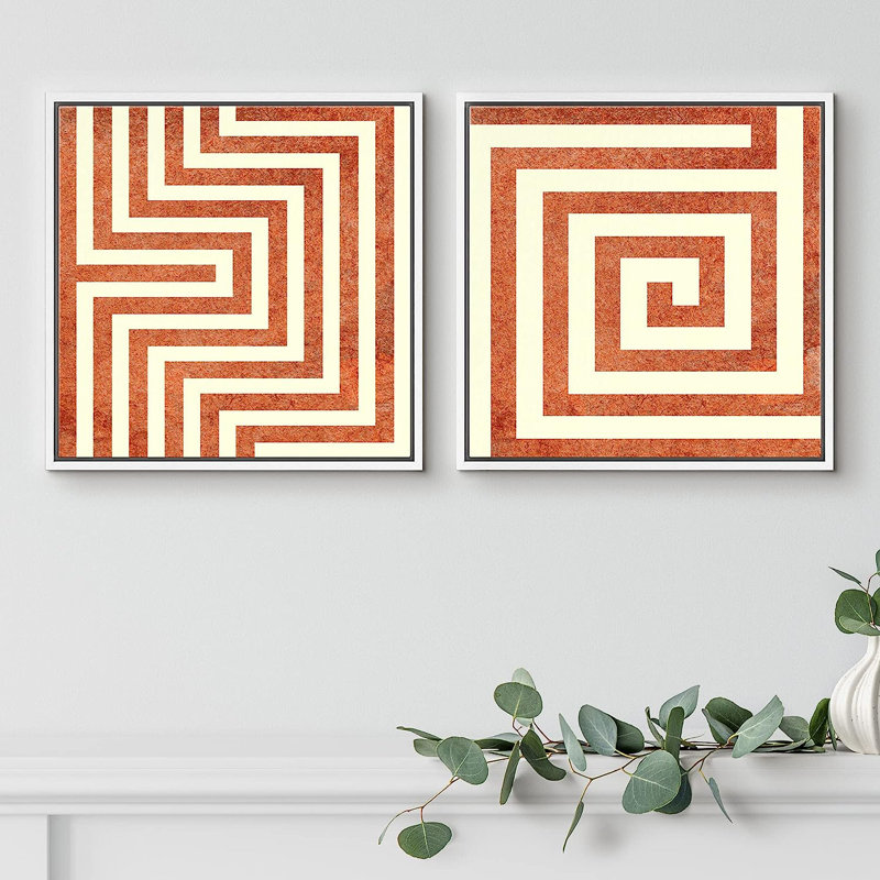 «Geometric Line», reproduction encadrée sur toile 2 pièces, H 16 po x l 32 po x P 1,5 po, Cadre blanc
