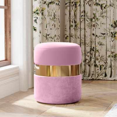 Piana Joselito 15'' Wide Velvet Round Ottoman