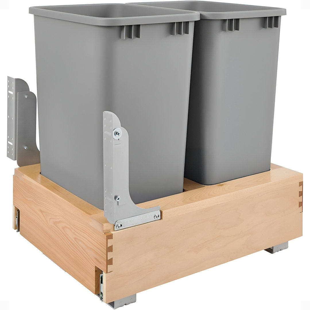 Rev-A-Shelf Double Pull Out Bottom Mount Trash Can, Gray Rev-A-Shelf 