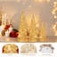 3 arbres de Noël en verre de table éclairés dorés