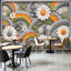 Papier peint adhésif pelez et collez fleurs de marguerite arc-en-ciel gris, couleurs pastel murales, auto-adhésif et amovible