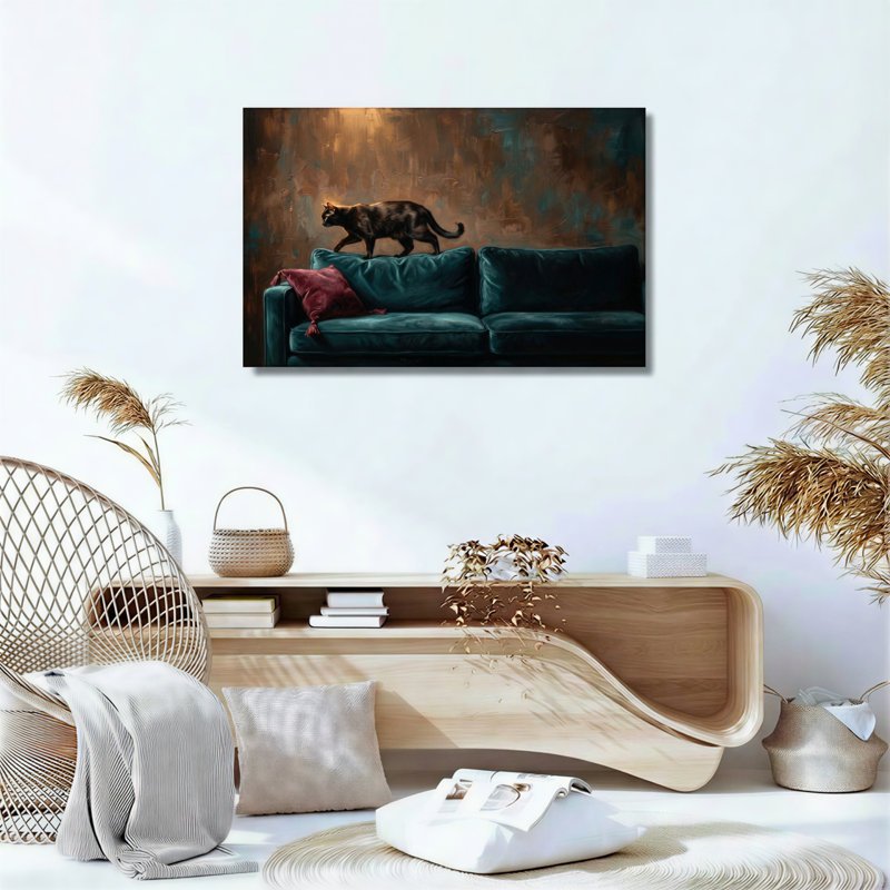 Canapé chat, ensemble de 1 reproduction d'art sur toile, H 36 po x l 48 po, Toile tendue