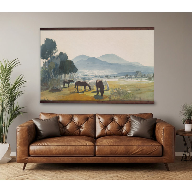 Cheval, art mural, peinture campagne campagnarde, ranch rustique, décoration murale, H 40 po x l 60 po