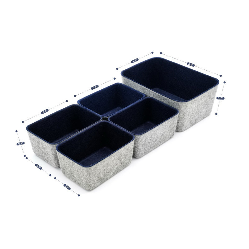 Ensemble de rangement de bureau en feutre, Bleu marine