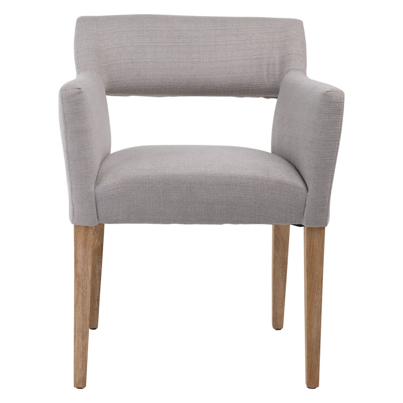 Joseph Grey Linen Narrow Track Arm Dining Chair With Cut Out