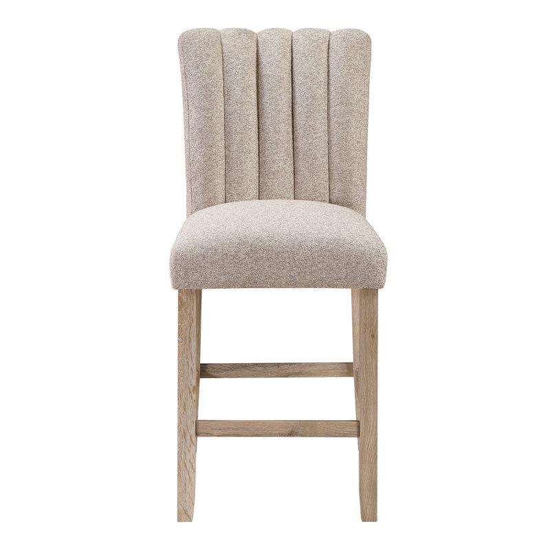 Tabourets de bar beiges (ensemble de 2), Siège beige / structure naturelle