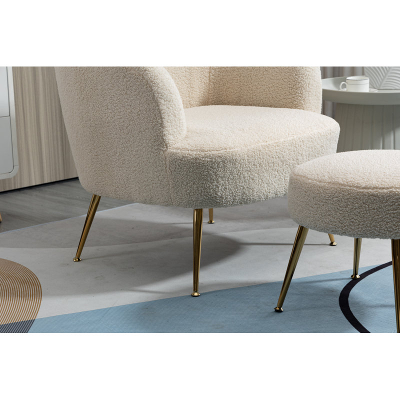 Fauteuil avec repose-pieds 28,75 po, Laine beige