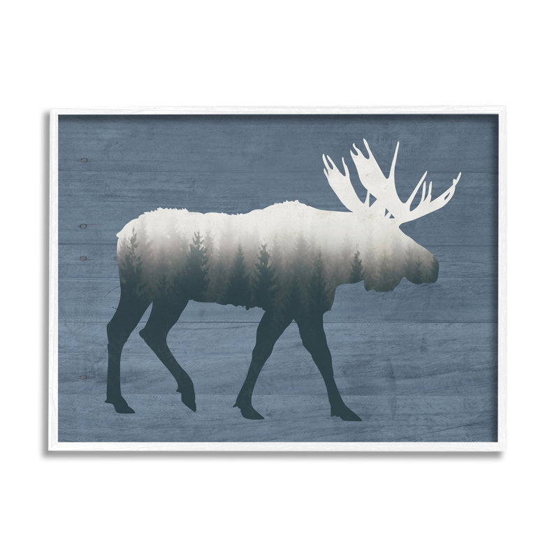 «Woodland Trees sein Moose Silhouette Rustic Animal», cadre flottant, impression sur toile, H 16 po x l 20 po x P 1,5 po