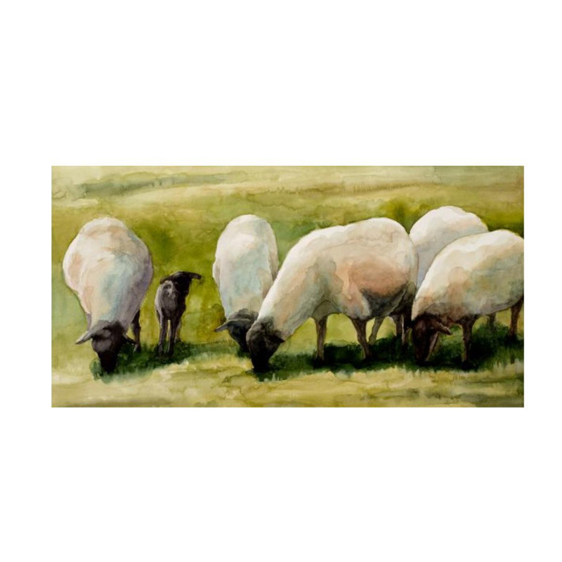 On The Grass Painting by Sara Brown, 30" H x 58" W x 1.5" D, Knife Gel