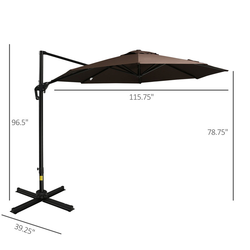 Parasol de patio décalé 10 pi avec base Outsunny