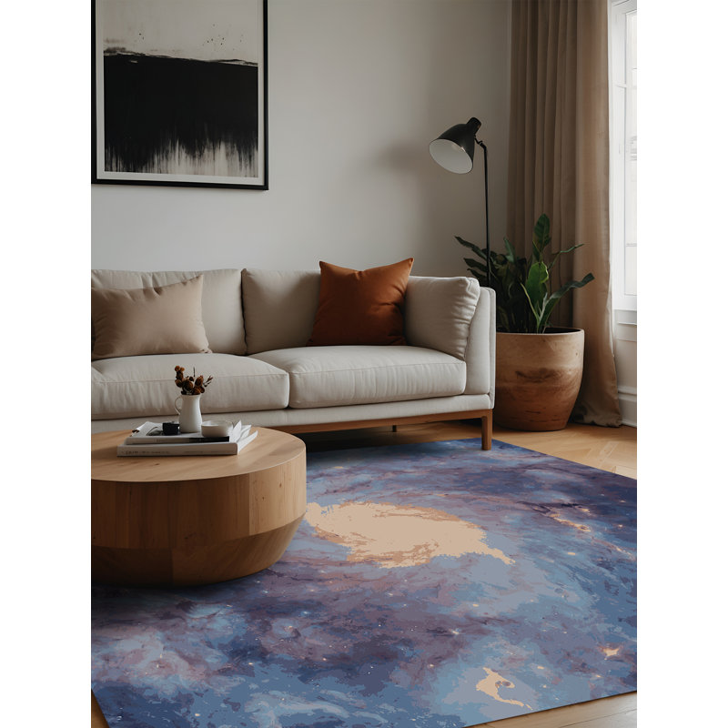 Machine Washable Gray Area Rug, Square 4'