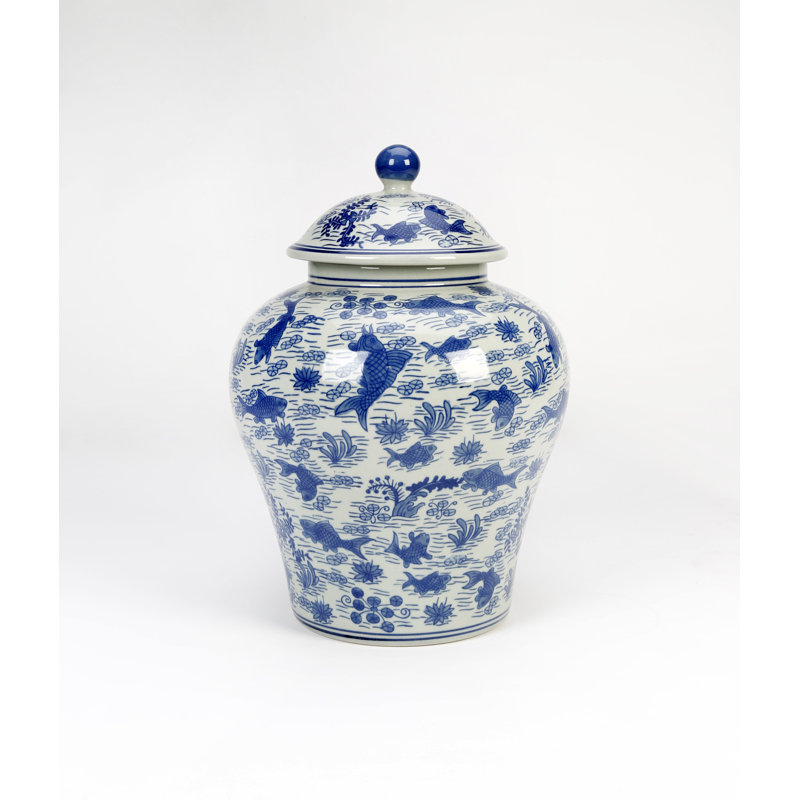 14'' Porcelain Ginger Jar