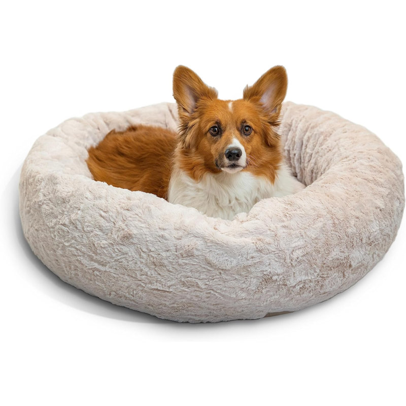 Lit pour animal en fourrure synthétique ToccoLeggero, Grand (l 30 po x P 30 po x H 8 po), Huître luxe