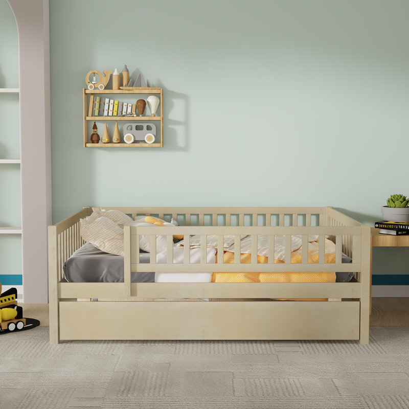 Full Size Wood Daybed with Trundle, Natural