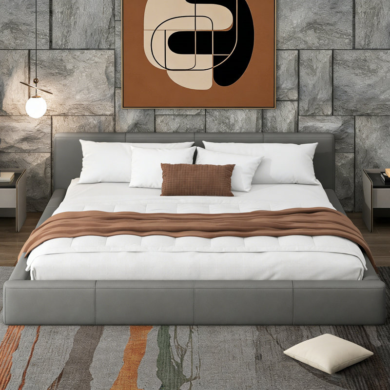 Lit rembourré gris élégant - choix de chambre idéal, Gris